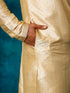 Vastramay Men's Gold And Rose Gold Silk Blend Kurta Pyjama Set
