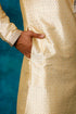 VASTRAMAY Men's Gold jacquard Kurta With Pyjama Set