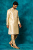 VASTRAMAY Men's Beige jacquard Kurta With Pant Set