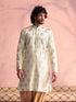 Vastramay Men's Mint Green Viscose Fish Motif Foil Print Kurta