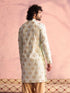 Vastramay Men's Mint Green Viscose Fish Motif Foil Print Kurta