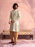 Vastramay Men's Mint Green Viscose Fish Motif Foil Print Kurta