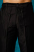 VASTRAMAY Men's Black Leaf Motif Embellished Kurta Pant Set