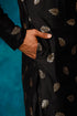 VASTRAMAY Men's Black Leaf Motif Embellished Kurta Pant Set