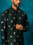 VASTRAMAY Men's Green Leaf Motif Embellished Kurta Pant Set