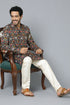 VASTRAMAY Men's Navy Blue Patola Print Ethnic kurta Pyjama Set