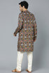VASTRAMAY Men's Navy Blue Patola Print Ethnic kurta Pyjama Set