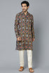 VASTRAMAY Men's Navy Blue Patola Print Ethnic kurta Pyjama Set
