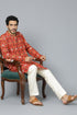 VASTRAMAY Men's Red Patola Print Ethnic kurta Pyjama Set