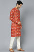 VASTRAMAY Men's Red Patola Print Ethnic kurta Pyjama Set