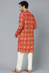VASTRAMAY Men's Red Patola Print Ethnic kurta Pyjama Set