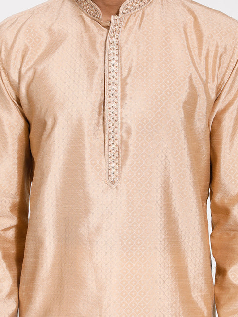 Vastramay Men's Cream Silk Blend Kurta