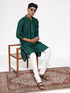 Vastramay Men's Green Silk Blend Kurta
