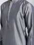 Vastramay Men's Gray Silk Blend Kurta