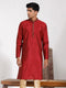 Vastramay Men's Maroon Silk Blend Kurta