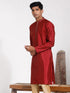 Vastramay Men's Maroon Silk Blend Kurta