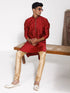 Vastramay Men's Maroon Silk Blend Kurta