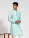 Vastramay Men's Mint Green Silk Blend Kurta