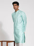 Vastramay Men's Mint Green Silk Blend Kurta