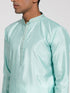 Vastramay Men's Mint Green Silk Blend Kurta