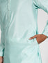 Vastramay Men's Mint Green Silk Blend Kurta