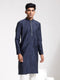 Vastramay Men's Navy Blue Silk Blend Kurta