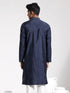 Vastramay Men's Navy Blue Silk Blend Kurta