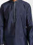 Vastramay Men's Navy Blue Silk Blend Kurta
