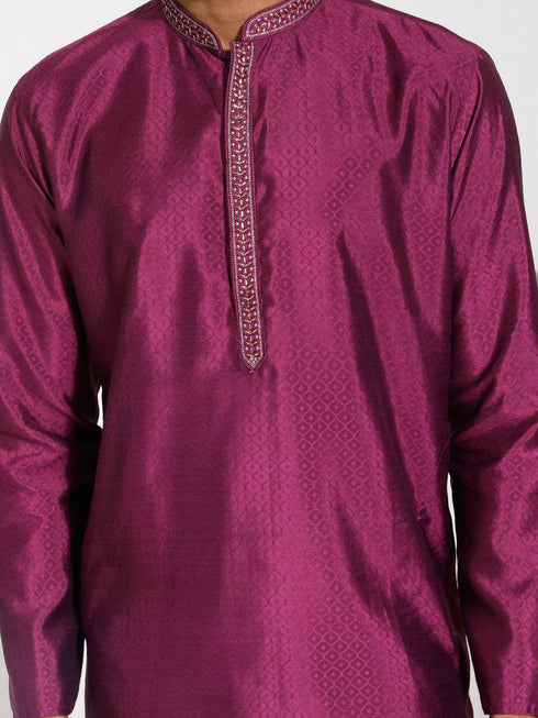 Vastramay Men's Purple Silk Blend Kurta