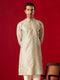 Vastramay Men's Green Silk Blend Jacquard Kurta