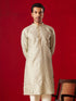 Vastramay Men's Green Silk Blend Jacquard Kurta