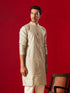 Vastramay Men's Green Silk Blend Jacquard Kurta