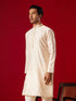 Vastramay Mens Peach Silk Blend Jacquard Kurta