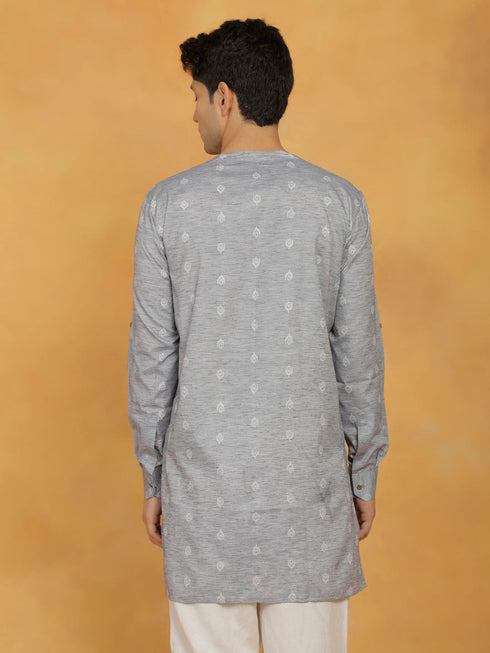 Vastramay Men's Gray Cotton Kurta