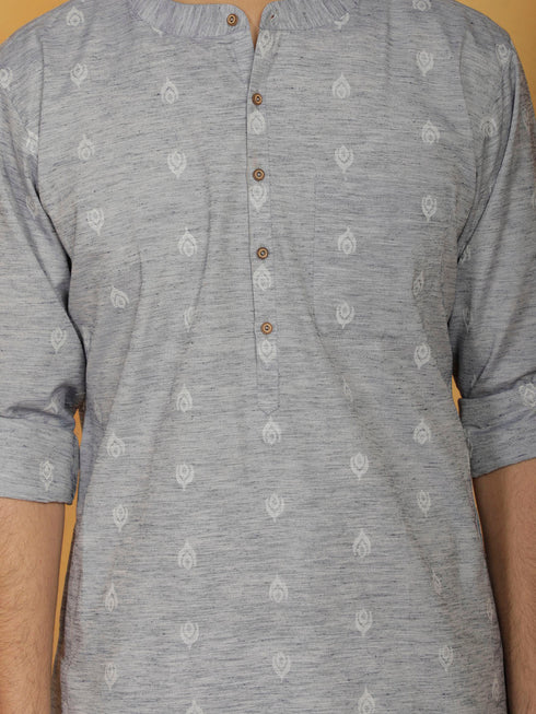 Vastramay Men's Gray Cotton Kurta