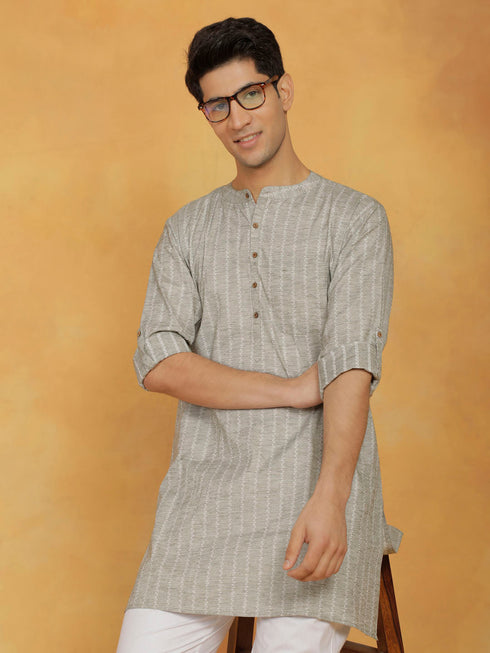 Vastramay Men's Green Cotton Kurta