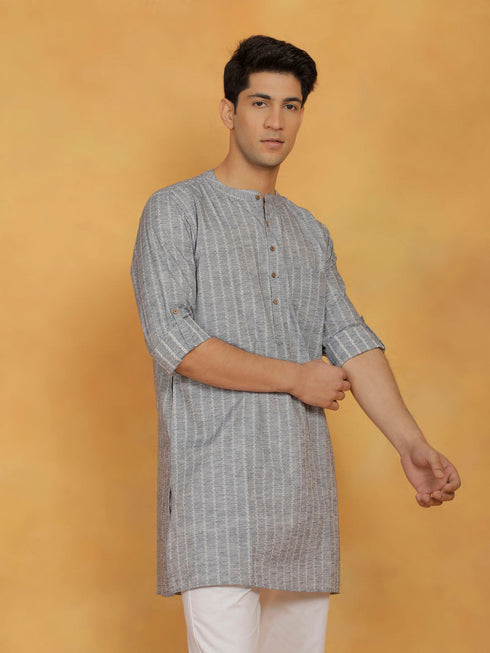 Vastramay Men's Gray Cotton Kurta