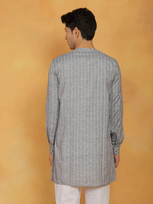 Vastramay Men's Gray Cotton Kurta