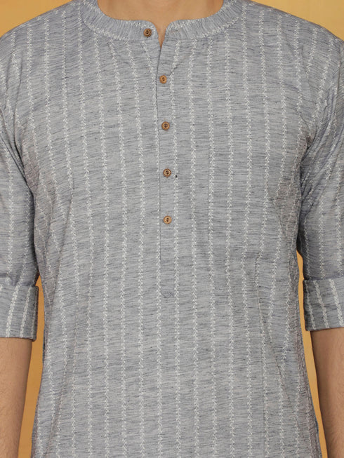 Vastramay Men's Gray Cotton Kurta