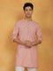 Vastramay Men's Pink Cotton Kurta