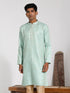 Vastramay Men's Green Silk Blend Kurta