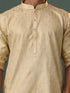 Vastramay Me's Gold Silk Blend Jacquard Kurta Pant Set