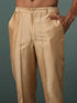Vastramay Me's Gold Silk Blend Jacquard Kurta Pant Set