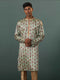 Vastramay Me's Aqua Silk Blend Floral Printed Kurta