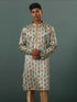 Vastramay Me's Aqua Silk Blend Floral Printed Kurta