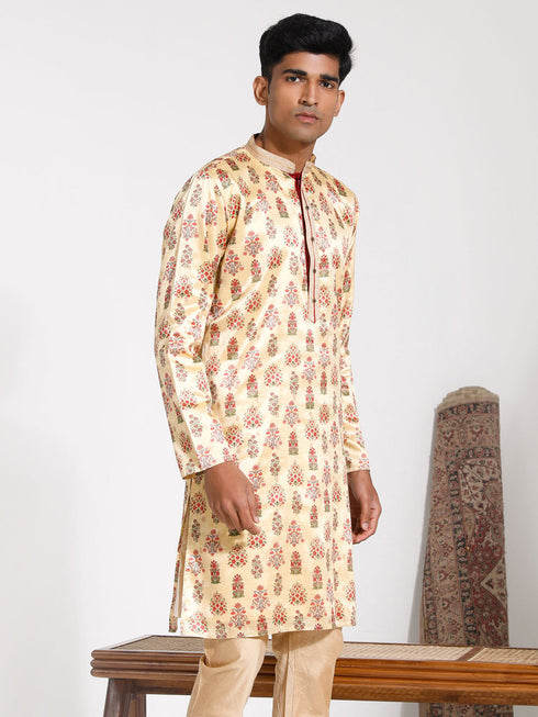 Vastramay Men's Yellow Silk Blend Kurta