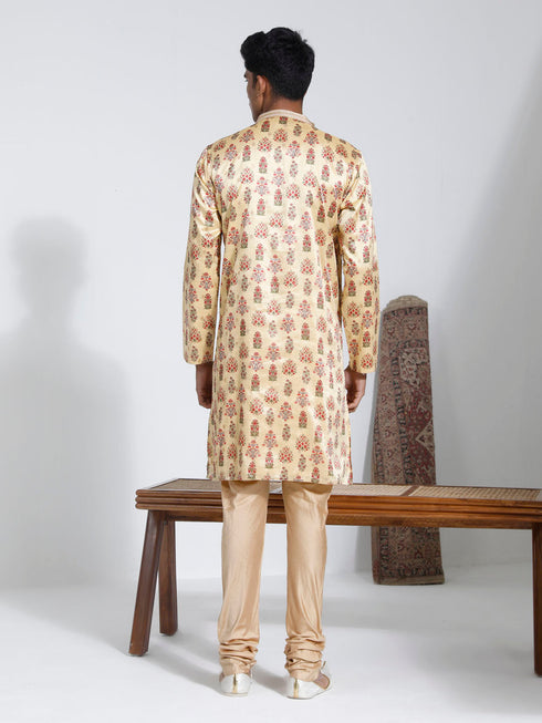 Vastramay Men's Yellow Silk Blend Kurta And Pyjama Set