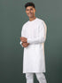 Vastramay Mens Cream Cotton Embellished Kurta