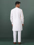 Vastramay Mens White Cotton Embellished Kurta Pyjama Set