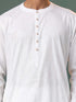 Vastramay Mens Cream Cotton Embellished Kurta Pyjama Set